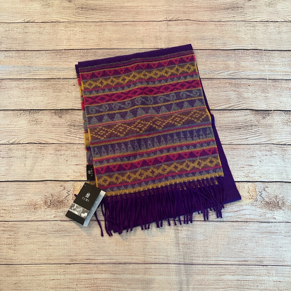 Tumi Multicolor Purple Patterned Alpaca Scarf
